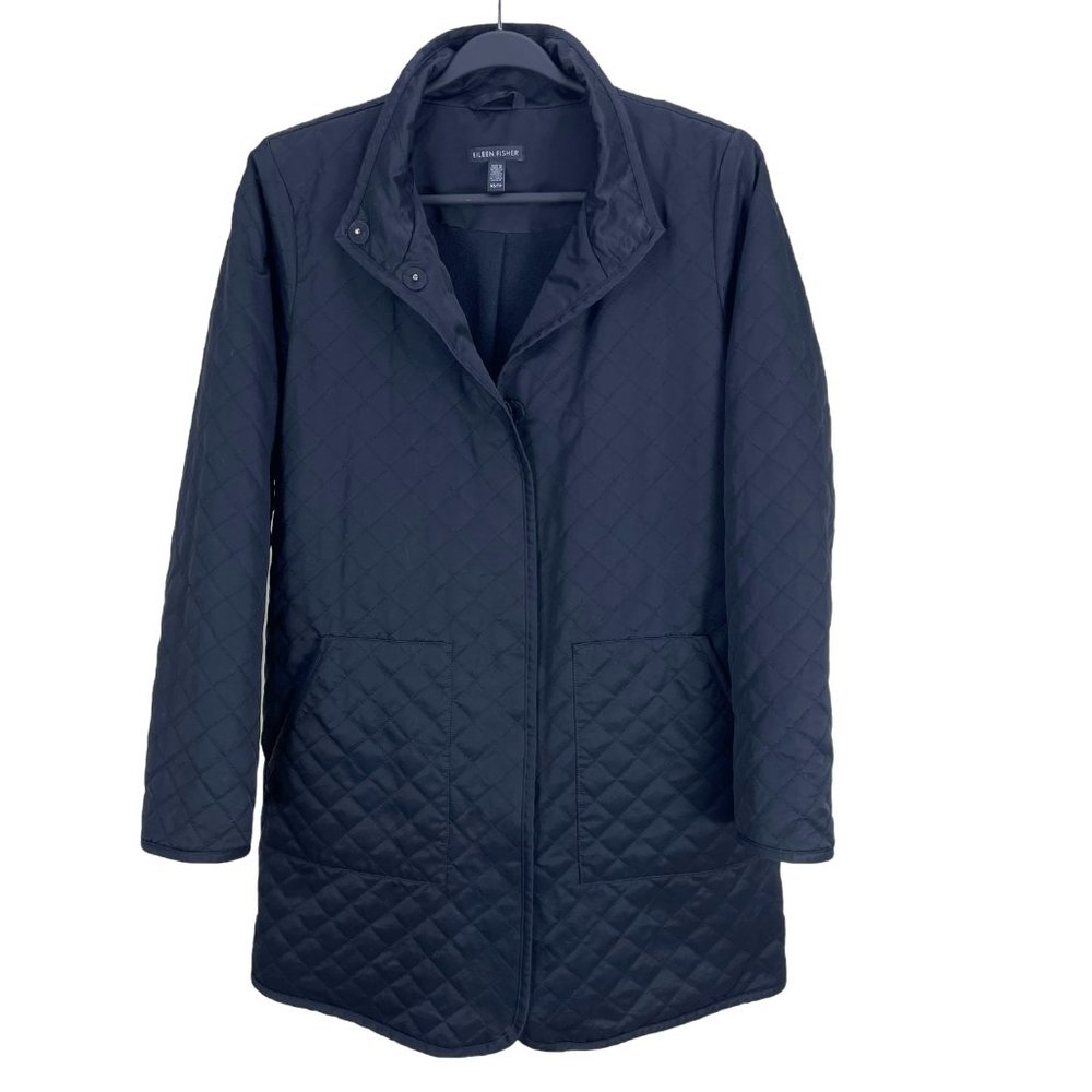 EILEEN FISHER black quilted jacket with pockets - SZ XS